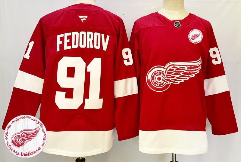 Men Detroit Red Wings #91 Fedorov Red Fanatics 2025 NHL Jersey style 2->detroit red wings->NHL Jersey